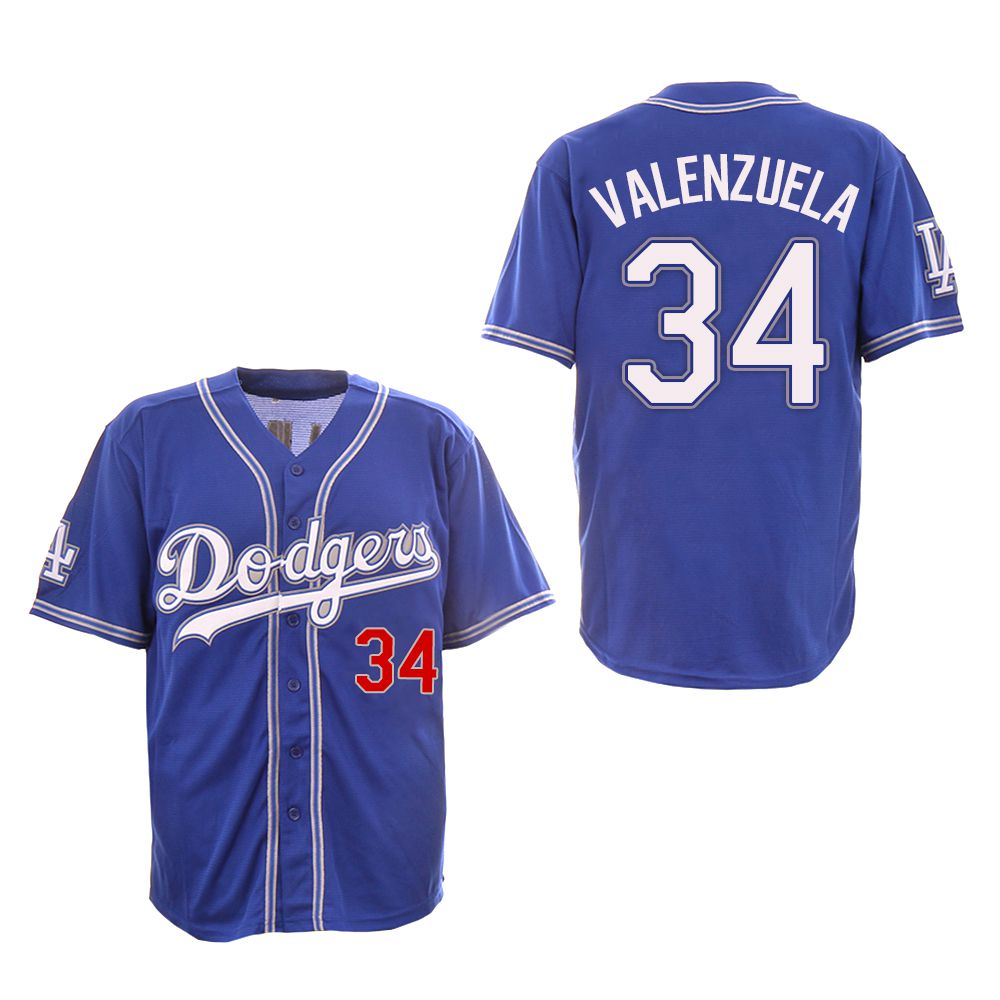 Men Los Angeles Dodgers #34 Valenzuela Blue Fashion Edition MLB Jerseys->los angeles dodgers->MLB Jersey